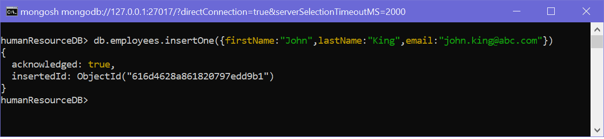 Insert Single Document In A Collection Using InsertOne In MongoDB