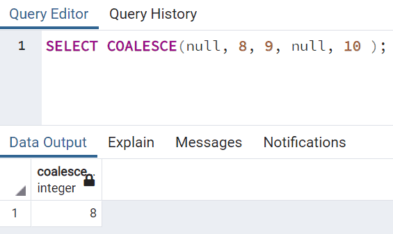 PostgreSQL COALESCE Function Get First Non NULL Value