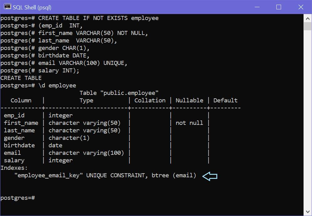 PostgreSQL Unique Constraints