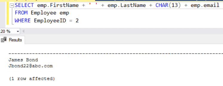  SQL Server CHAR Function Returns ASCII Of Integer