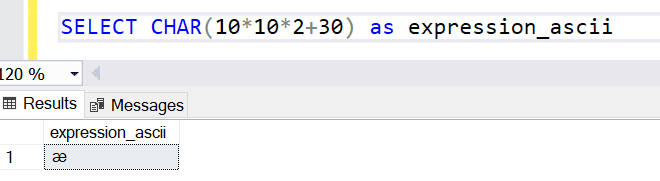  SQL Server CHAR Function Returns ASCII Of Integer