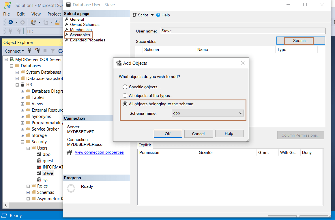 Assign Permissions To User In SQL Server