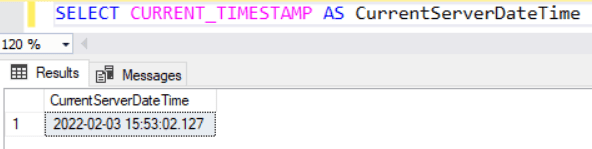 SQL Server CURRENT TIMESTAMP Function