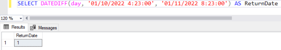 SQL Server DATEDIFF Function
