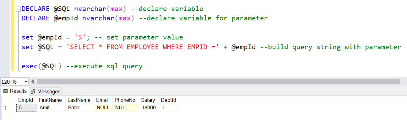 Dynamic SQL In SQL Server