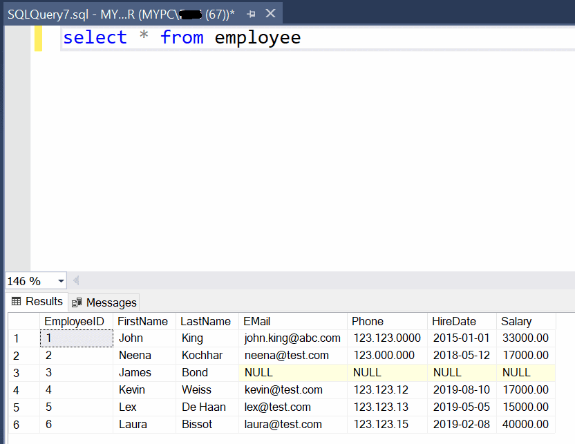 SQL Server Update Data In A Table Using UPDATE Statement