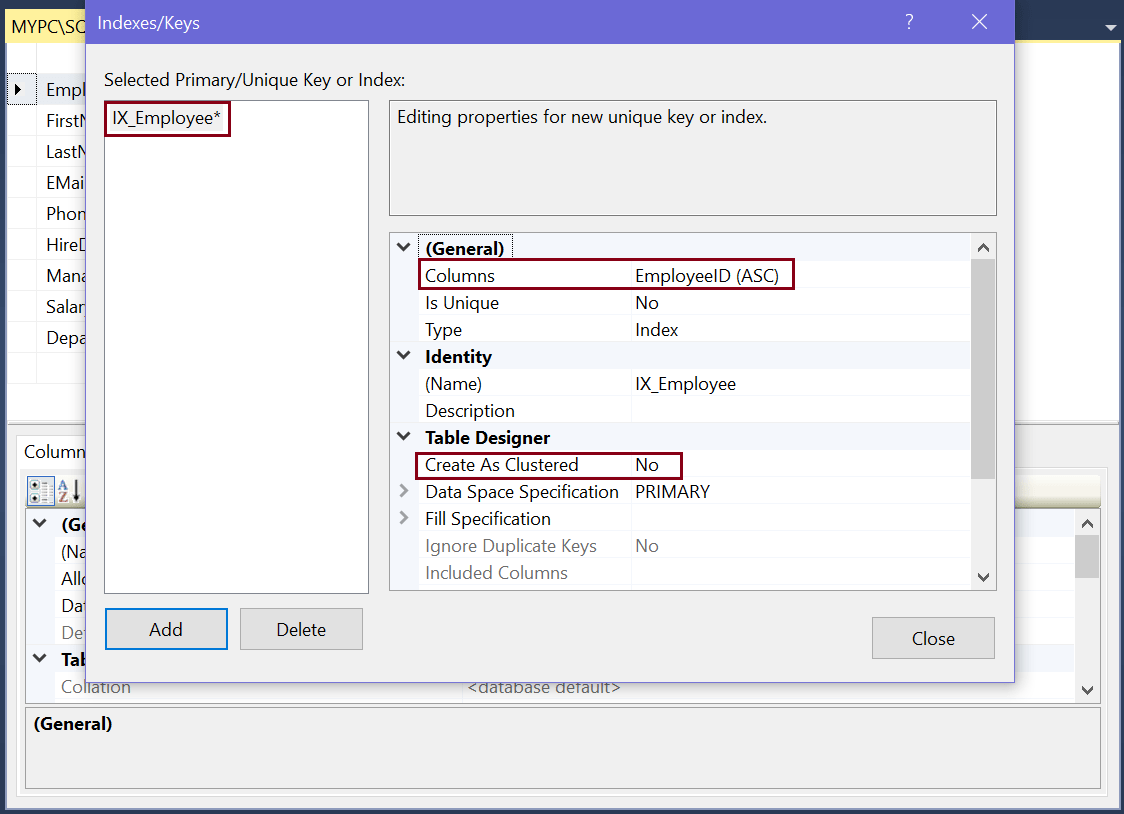 Primary Key In SQL Server