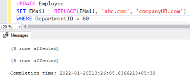 SQL Server Replace Function Replace String