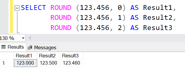 SQL Server ROUND Function