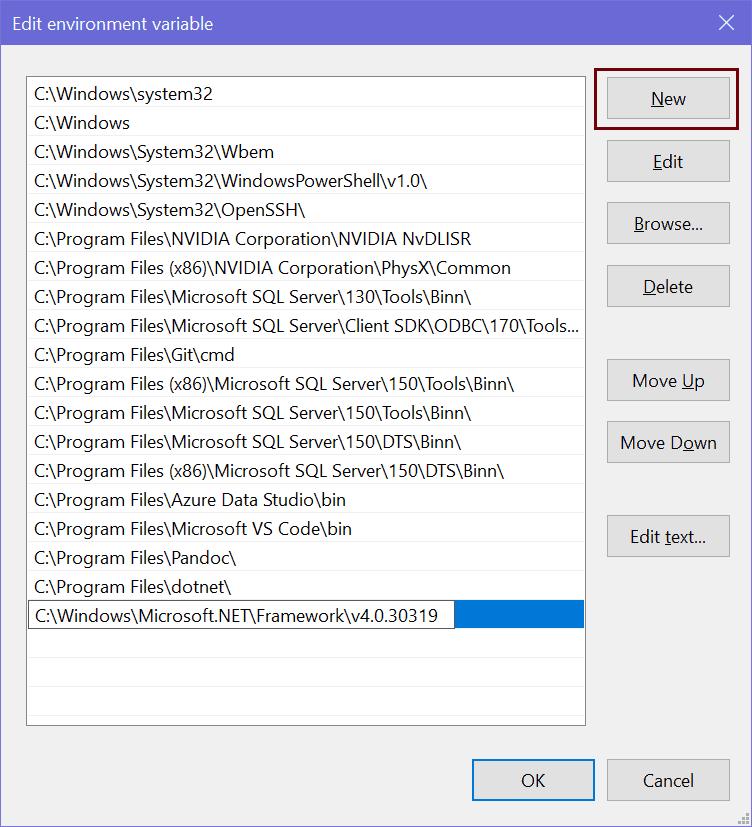 Edit Environment Variables