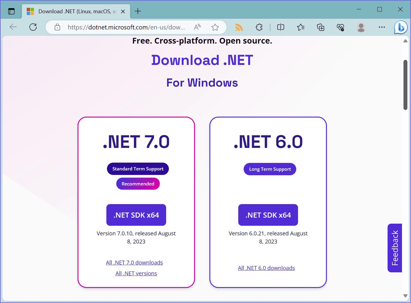 Install .NET Core SDK for Windows