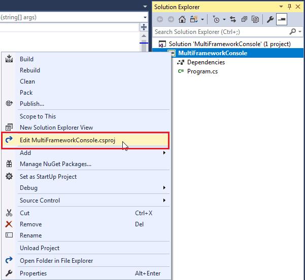 Edit .csproj