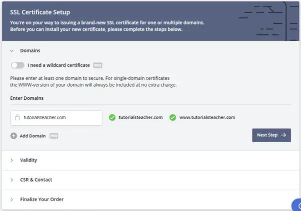 Create ZeroSSL Certificate