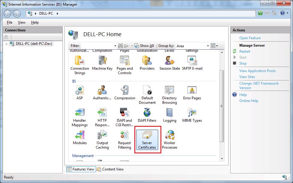 Server Certificates in IIS