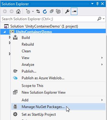 Install Unity Container in Visual Studio