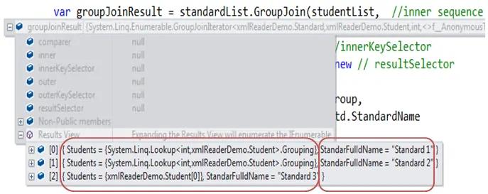 GroupJoin Result in Debug View