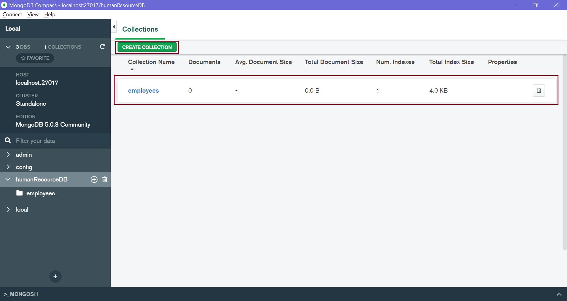 MongoDB Compass - Collections