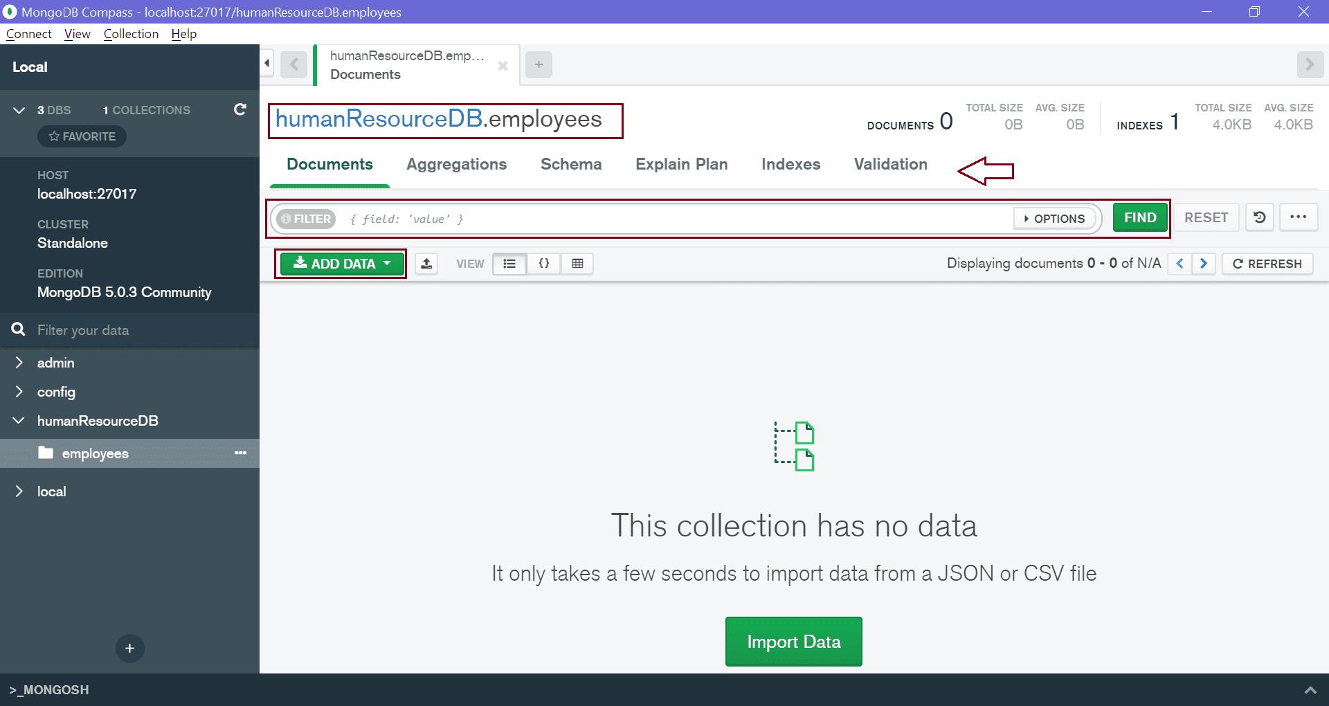 MongoDB Compass - Manage Documents