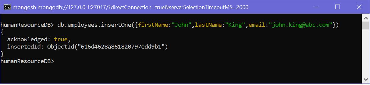 InsertOne() in mongosh Shell