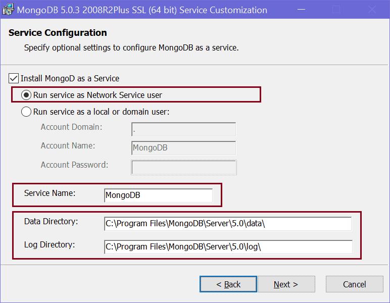 Configure MongoDB Service