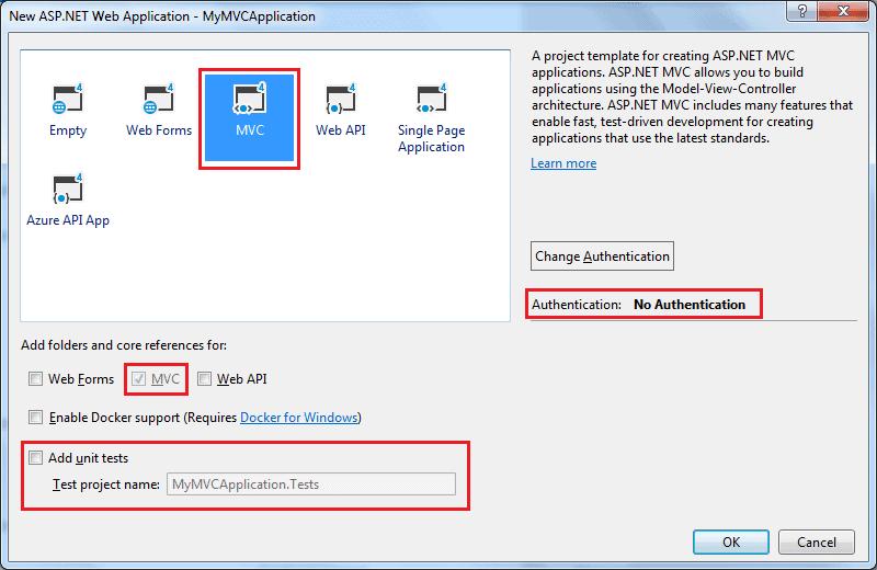 Select MVC Project Template