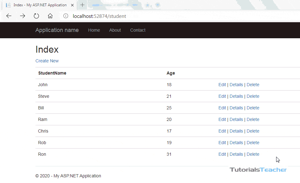 Editing Steps in ASP.NET MVC Application