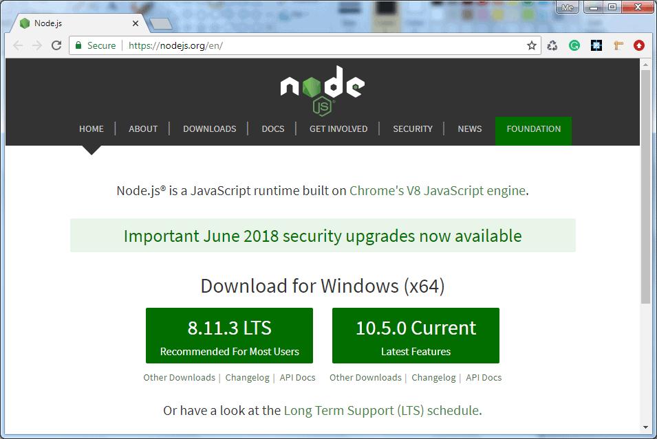 Download Node.JS Installer for Windows