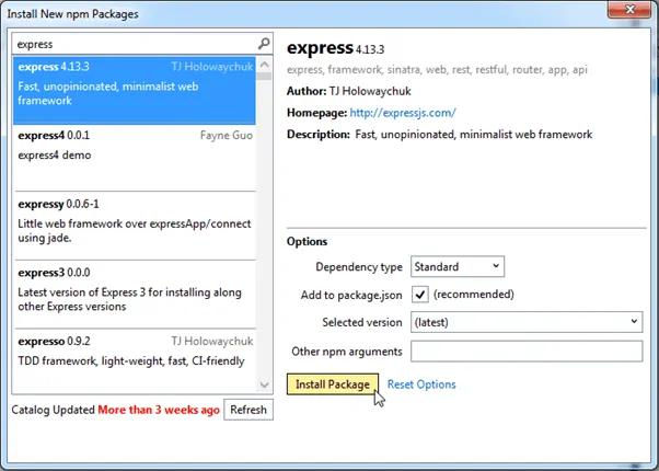 Install Express.js in Visual Studio