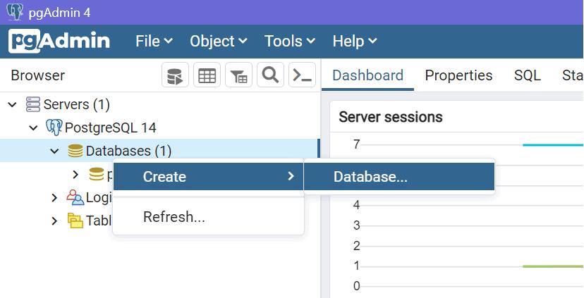 Create Database in pgAdmin