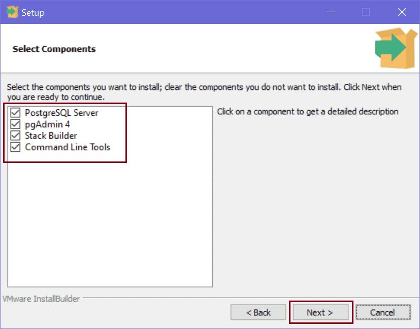 Select PostgreSQL Components