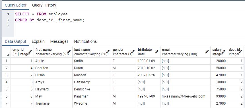 ORDER BY Multiple Columns