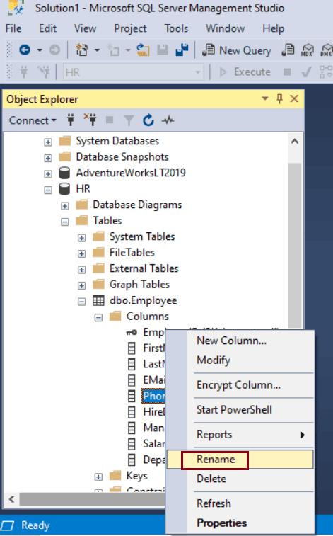 Rename Column/Table in SQL Server