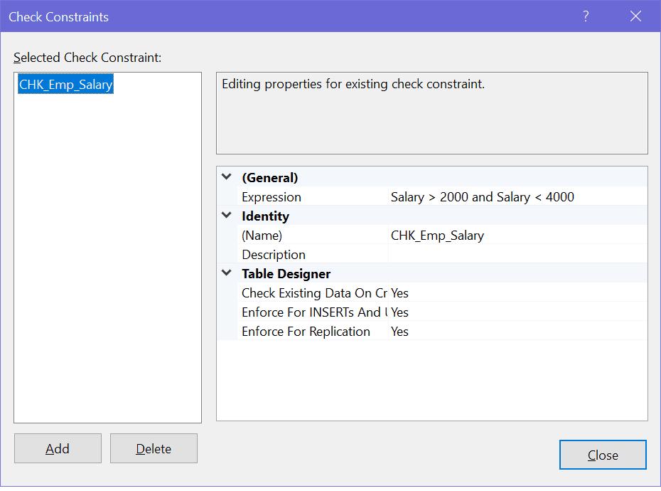 Modify Check Constraint