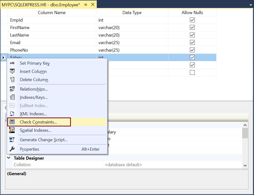 Modify Check Constraint