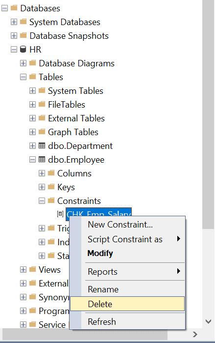 Delete Check Constraint