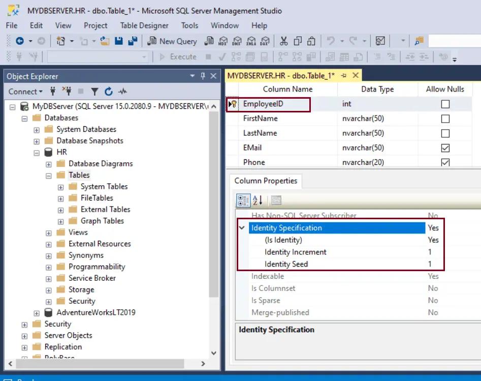 Create Table in SQL Server