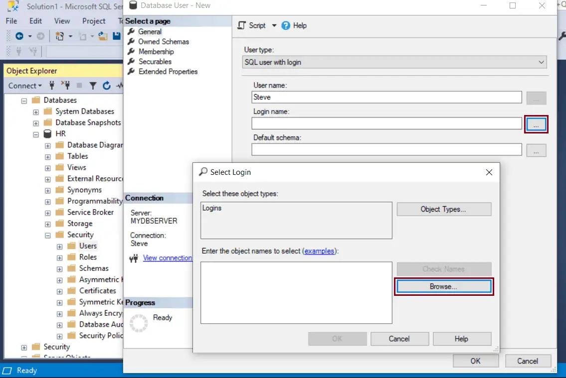 Create a New User and Grant Permissions in SQL Server 2019