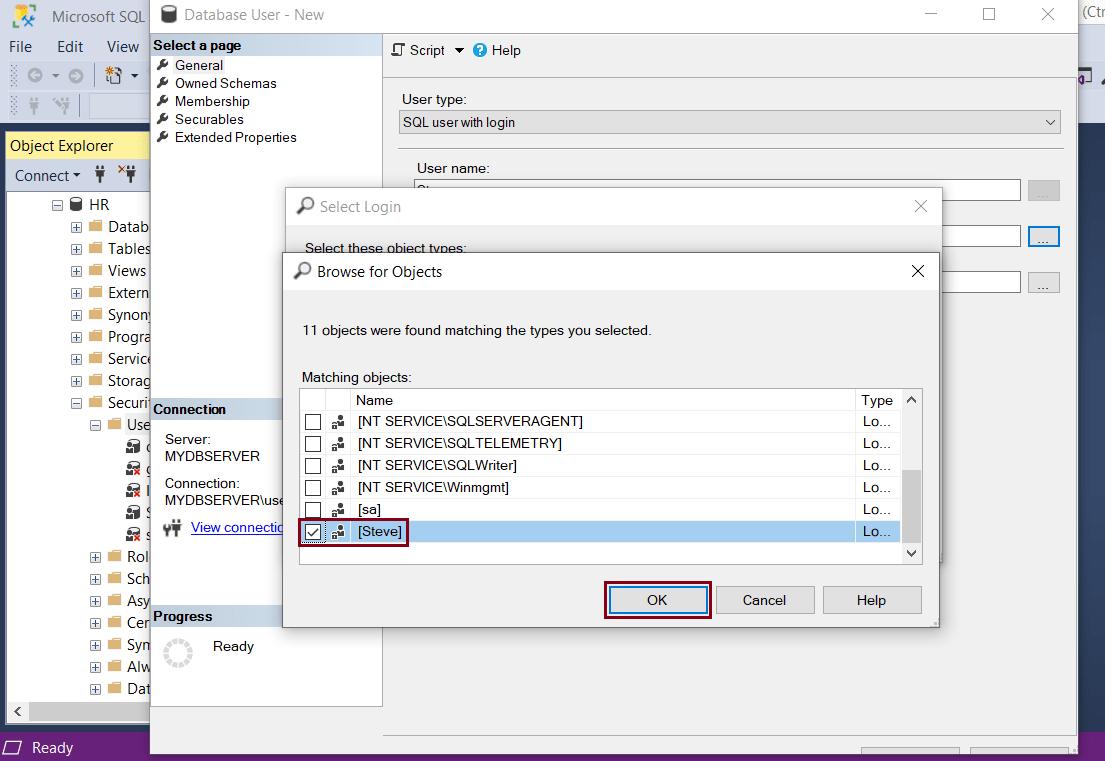 Create a New User and Grant Permissions in SQL Server 2019