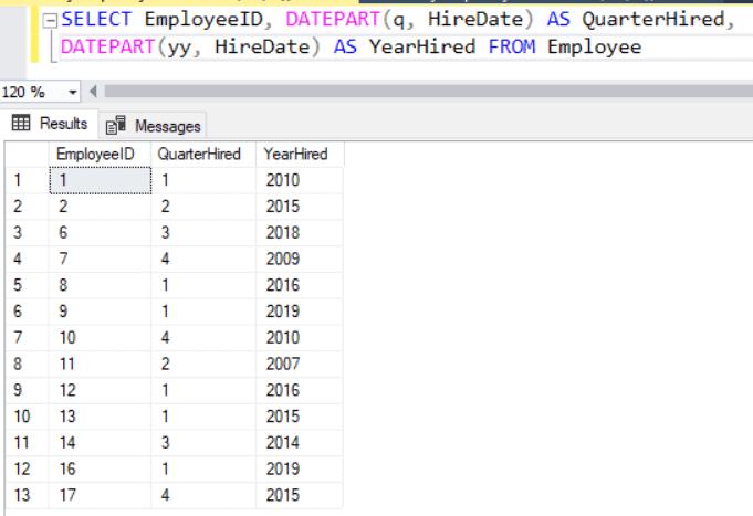 Query Result in SSMS