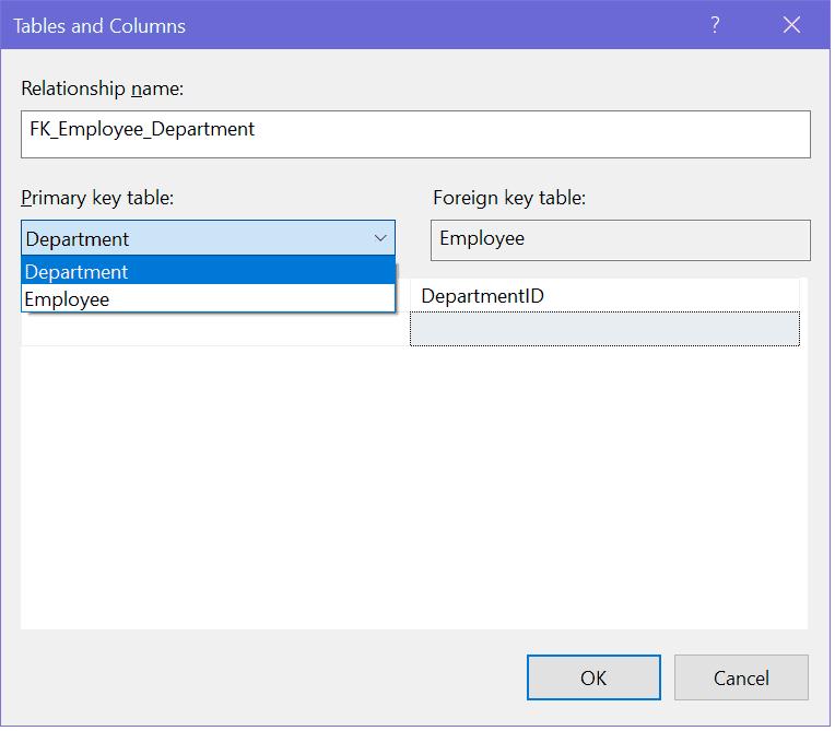 Configure a Foreign Keys in SQL Server