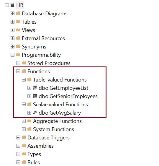 Create Functions in SSMS