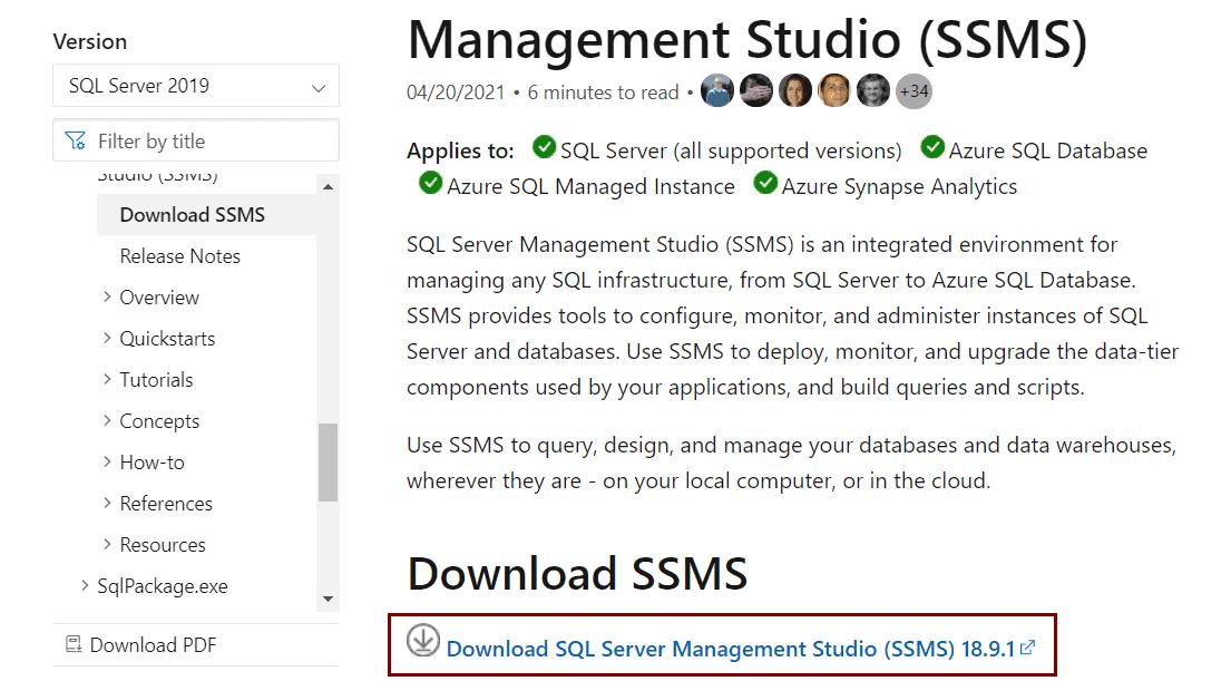 Download SQL Server Management Studio Installer