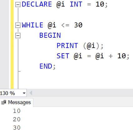 Result in SSMS