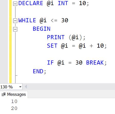 Result in SSMS