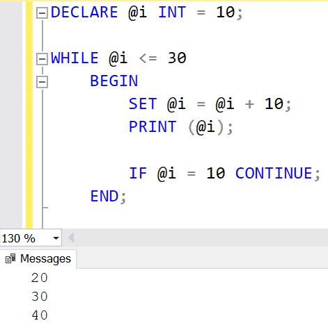 Result in SSMS