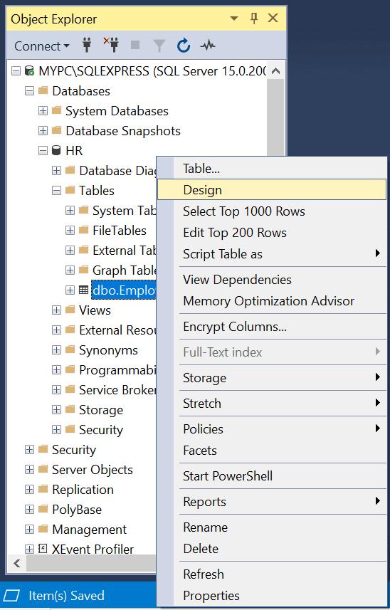 Set Primary Keys in SQL Server