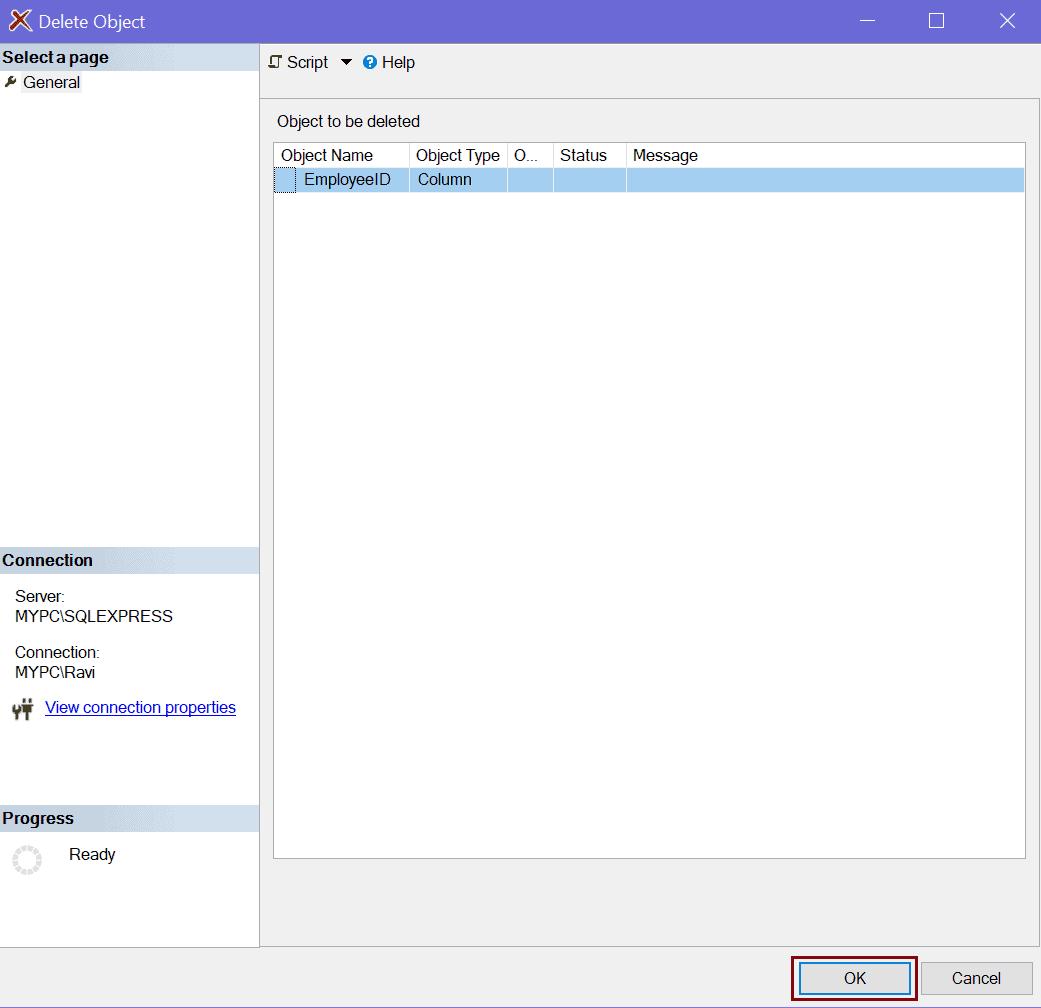 Delete Primary Key in SQL Server