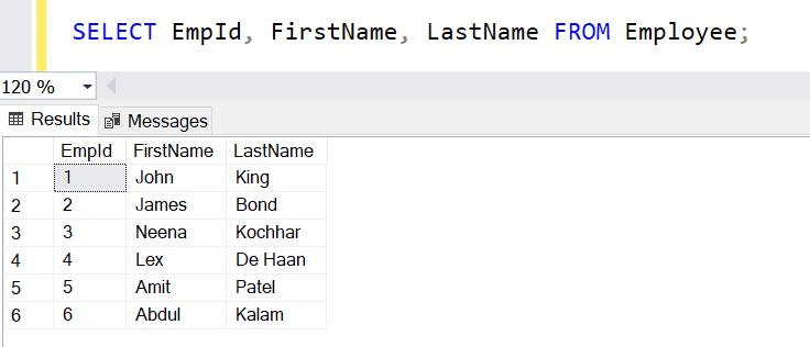 Filter columns in the select query