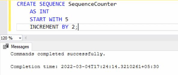 Sequence in SQL Server