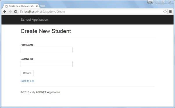 Create New Student View